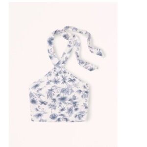 NWT - Abercrombie cropped linen blend halter top